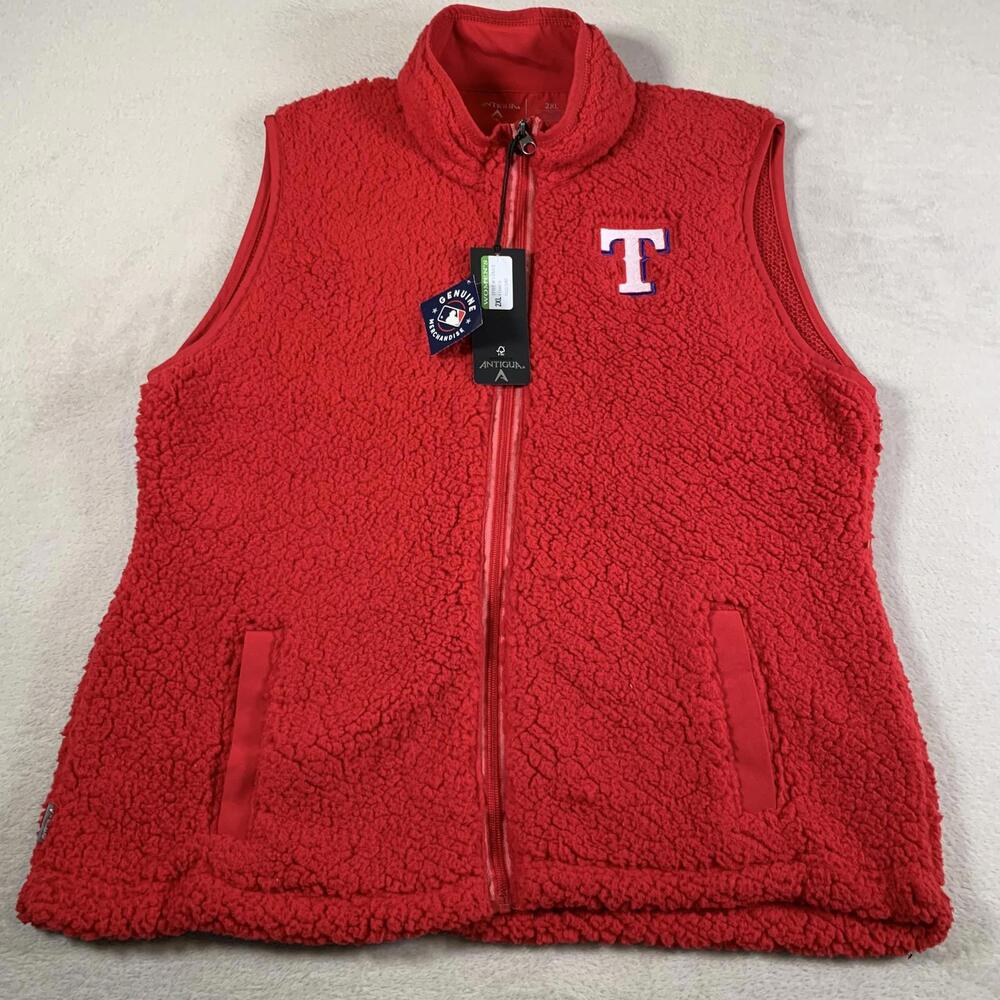 Texas Rangers Vest Womens Size‎ 2XL Red MLB Baseball Sherpa Fleece Full Zip NEW